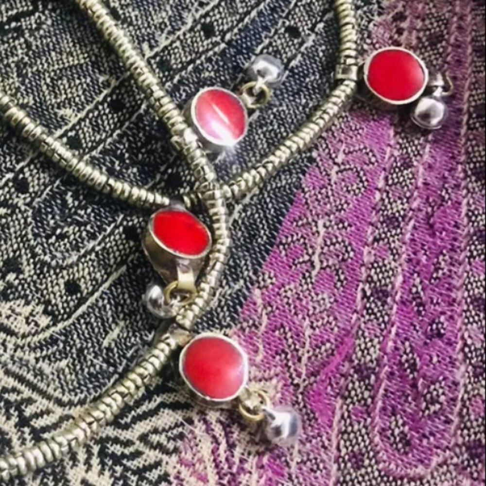 Afghan Anklets With Silver Bells: Handmade Tribal Jewelry Pair - Picture 4 of 6